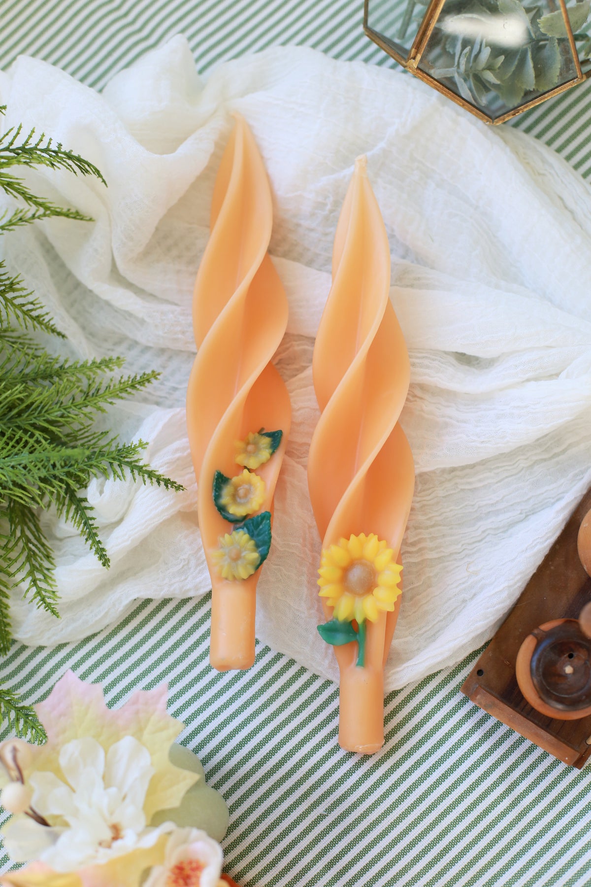 Harvest Sunflower Silhouettes Beeswax Candles