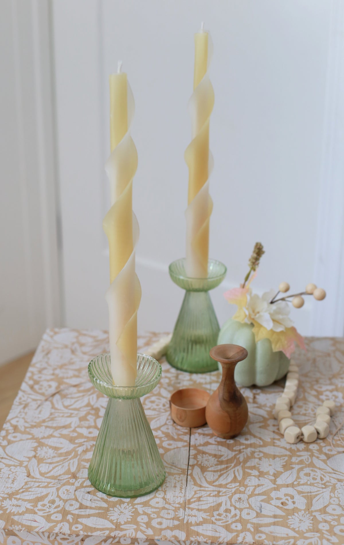 Honey Natural and Ivory Double Spirals Beeswax Candles