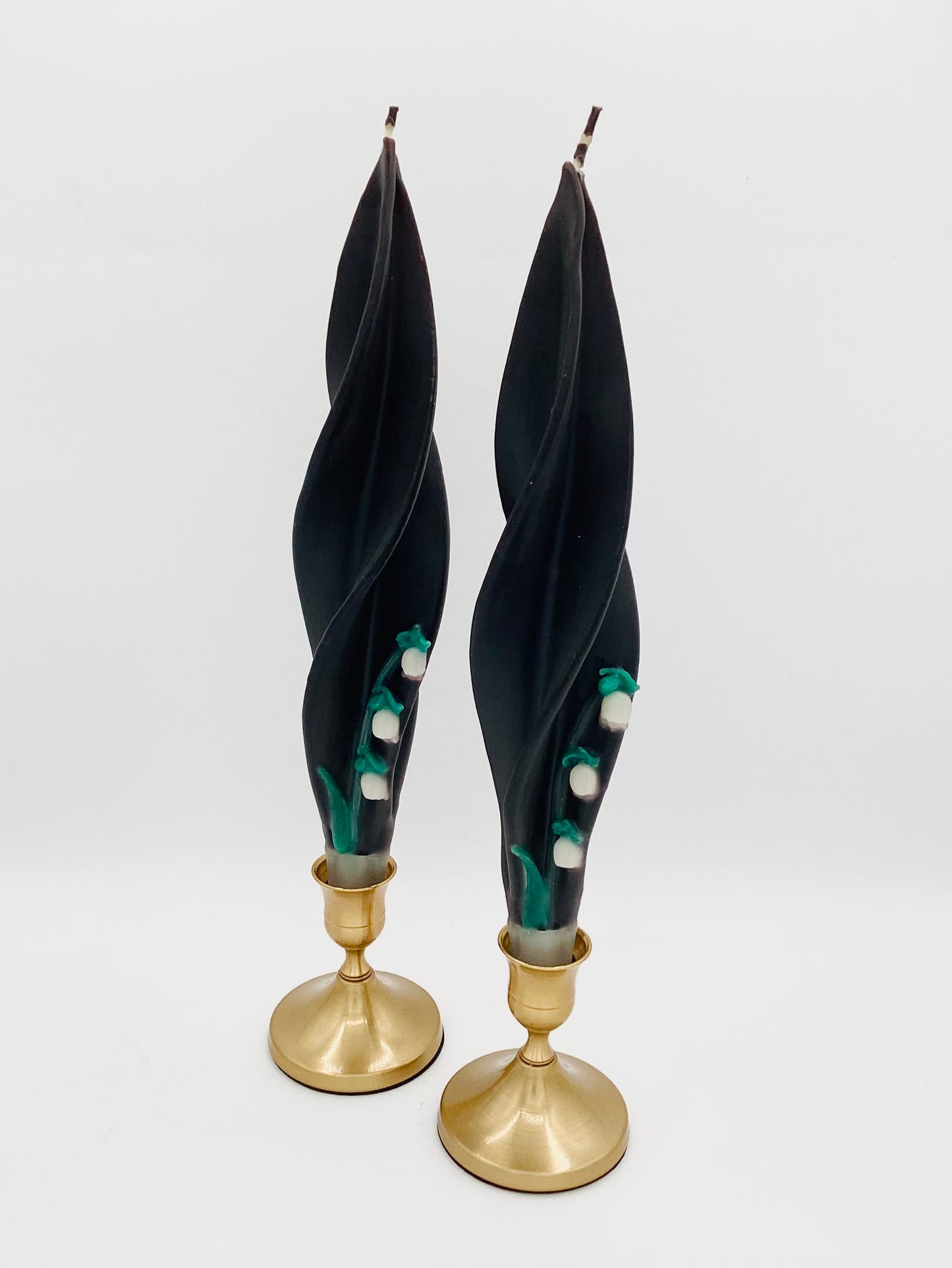 Lily on Black Silhouette Beeswax Candles