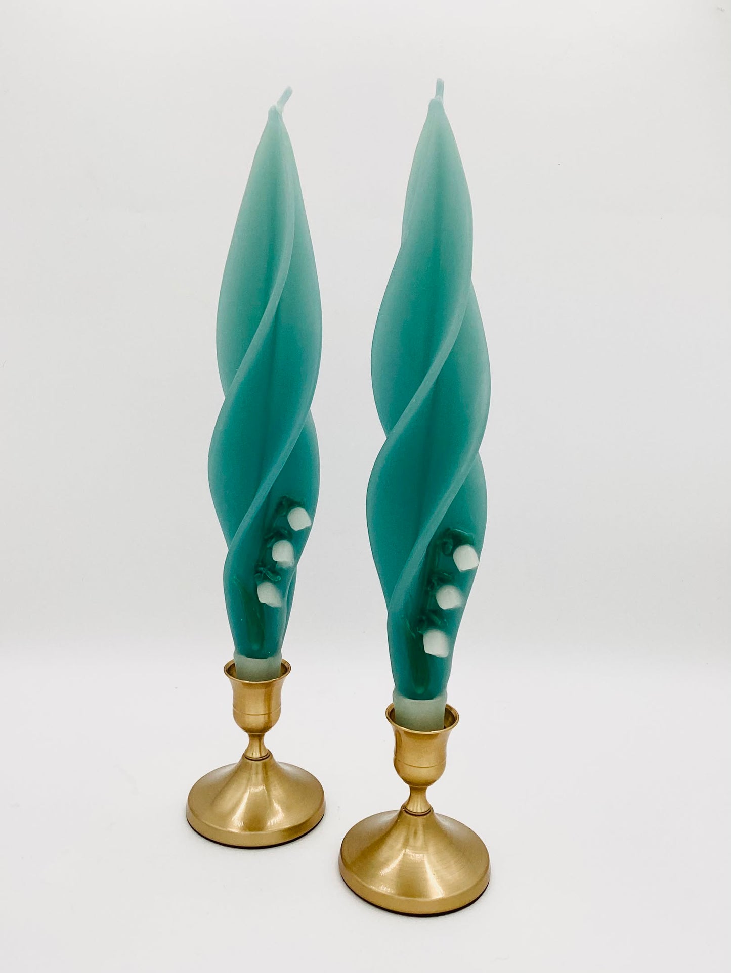 Lily on Teal Silhouette Beeswax Candles
