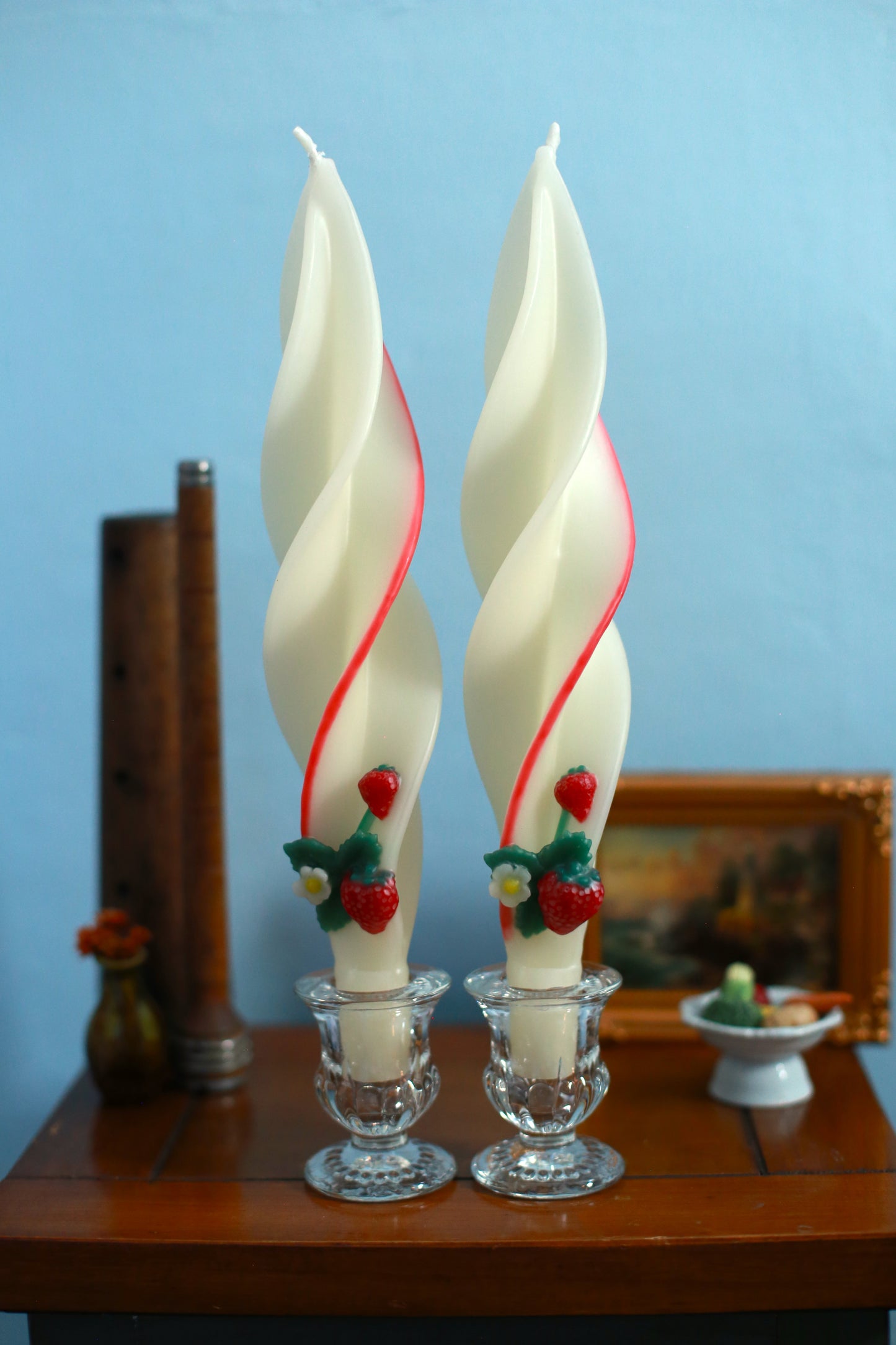Strawberry Fields Silhouette Beeswax Candles