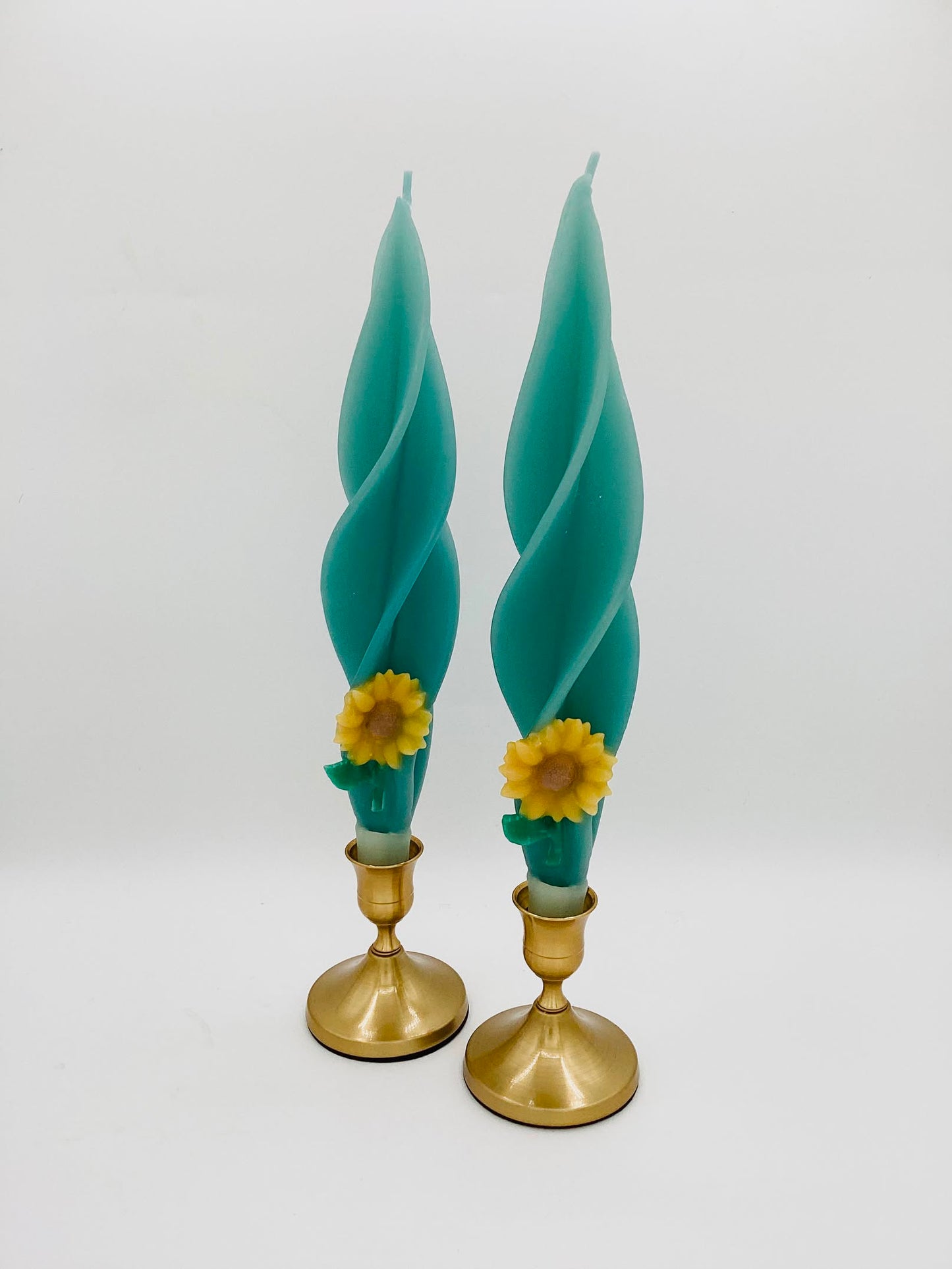 Sunflower on Green Silhouette Beeswax Candles