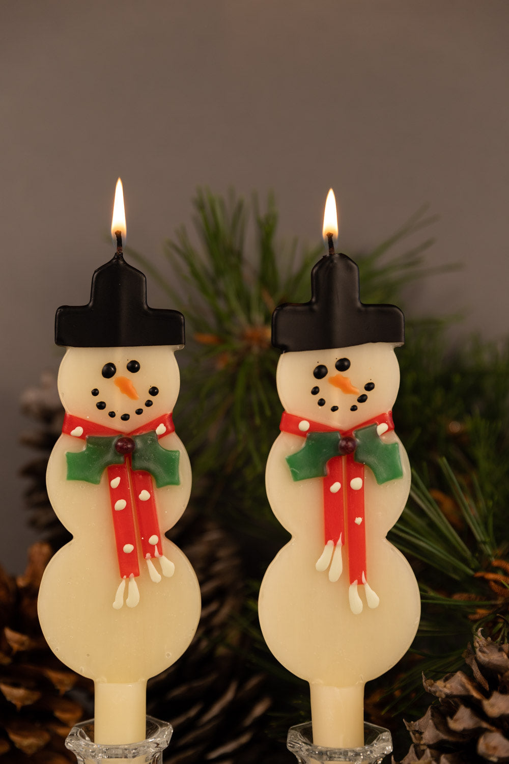 2 Snowmen Beeswax Candles