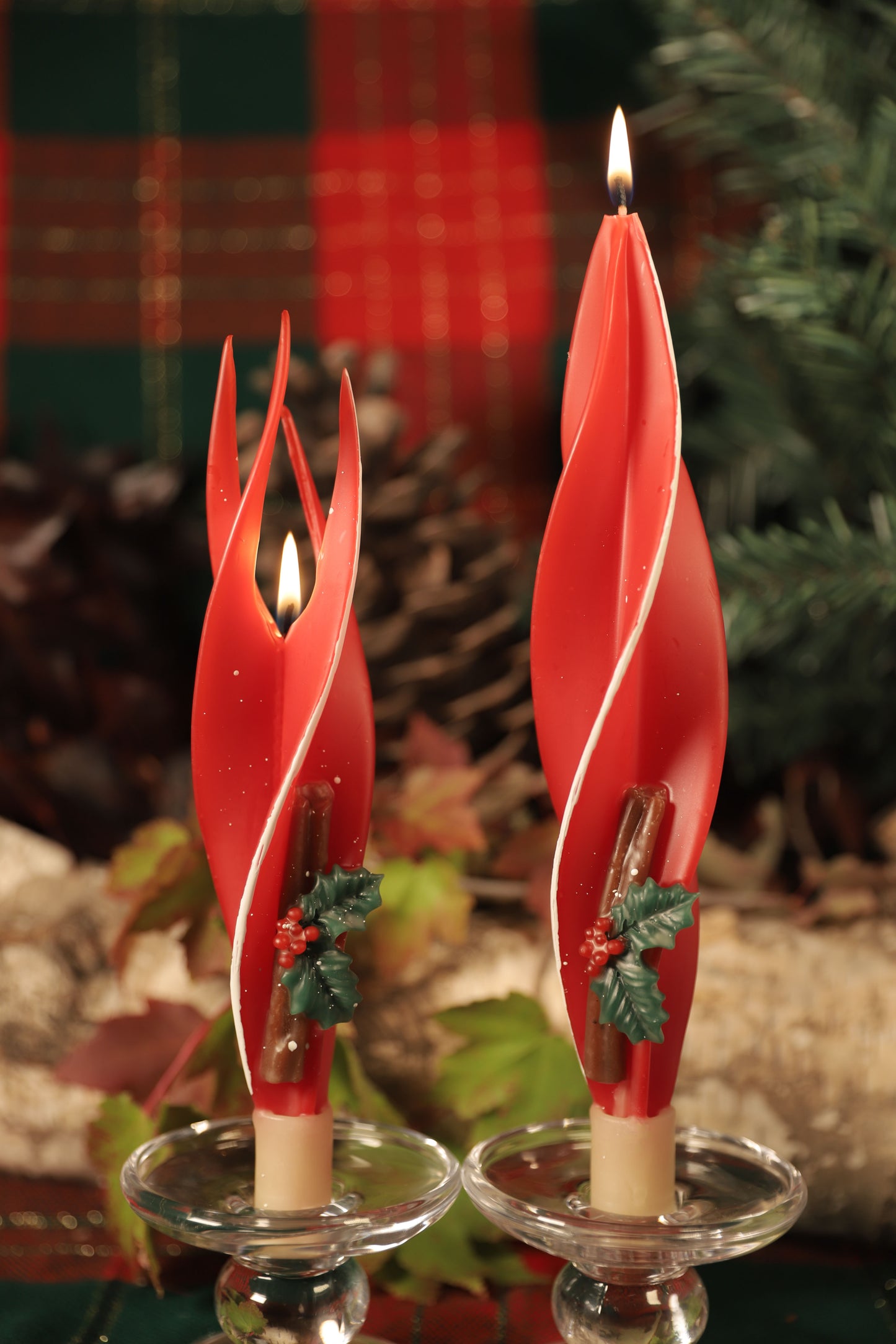 Cinnamon Sticks with Snow Silhouette Beeswax Candles