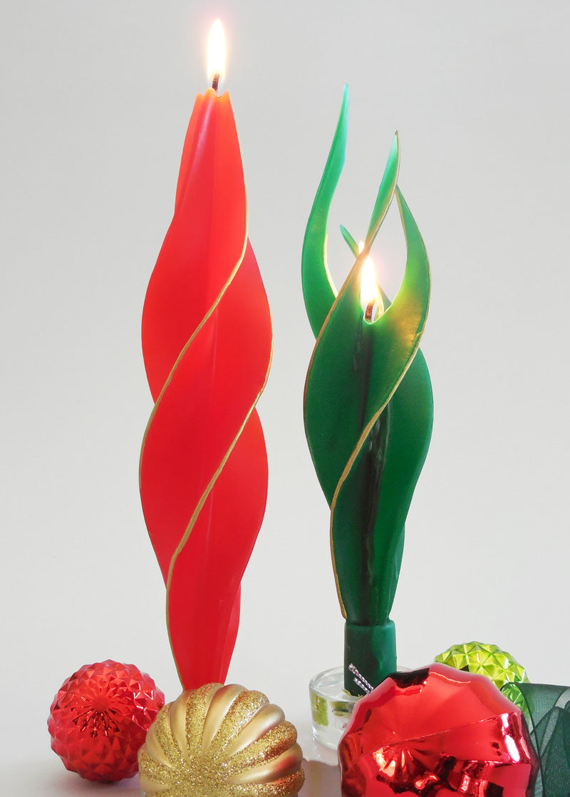 Red and Green with Gold Edge Silhouettes