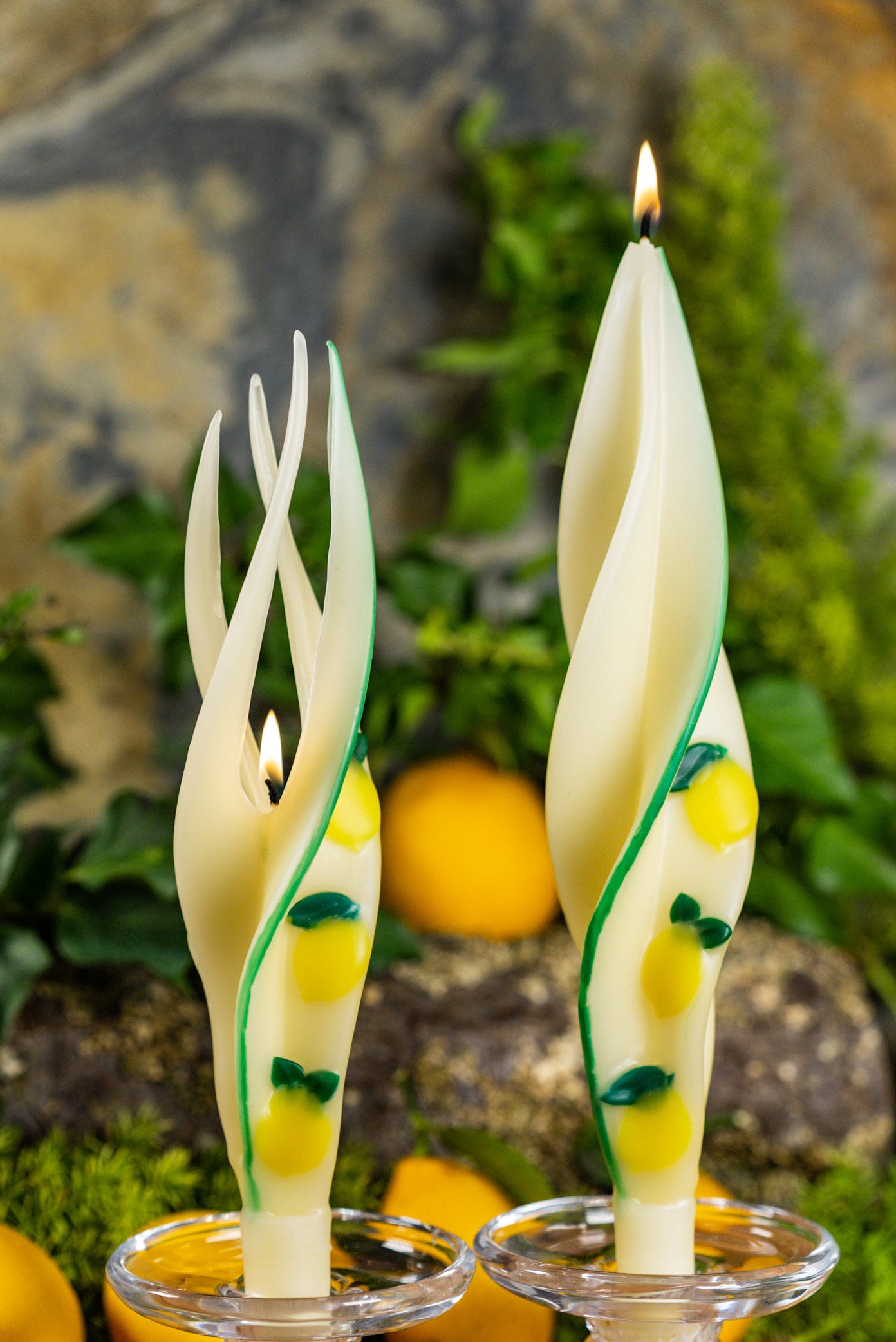 Lemon Silhouette Beeswax Candles