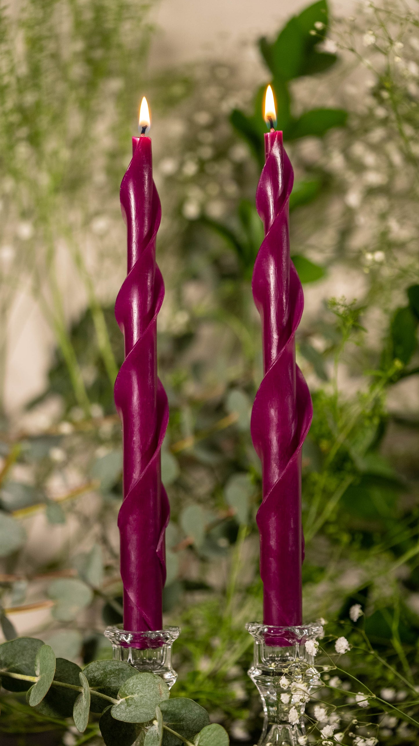 Double Spiral Beeswax Candles - Purple