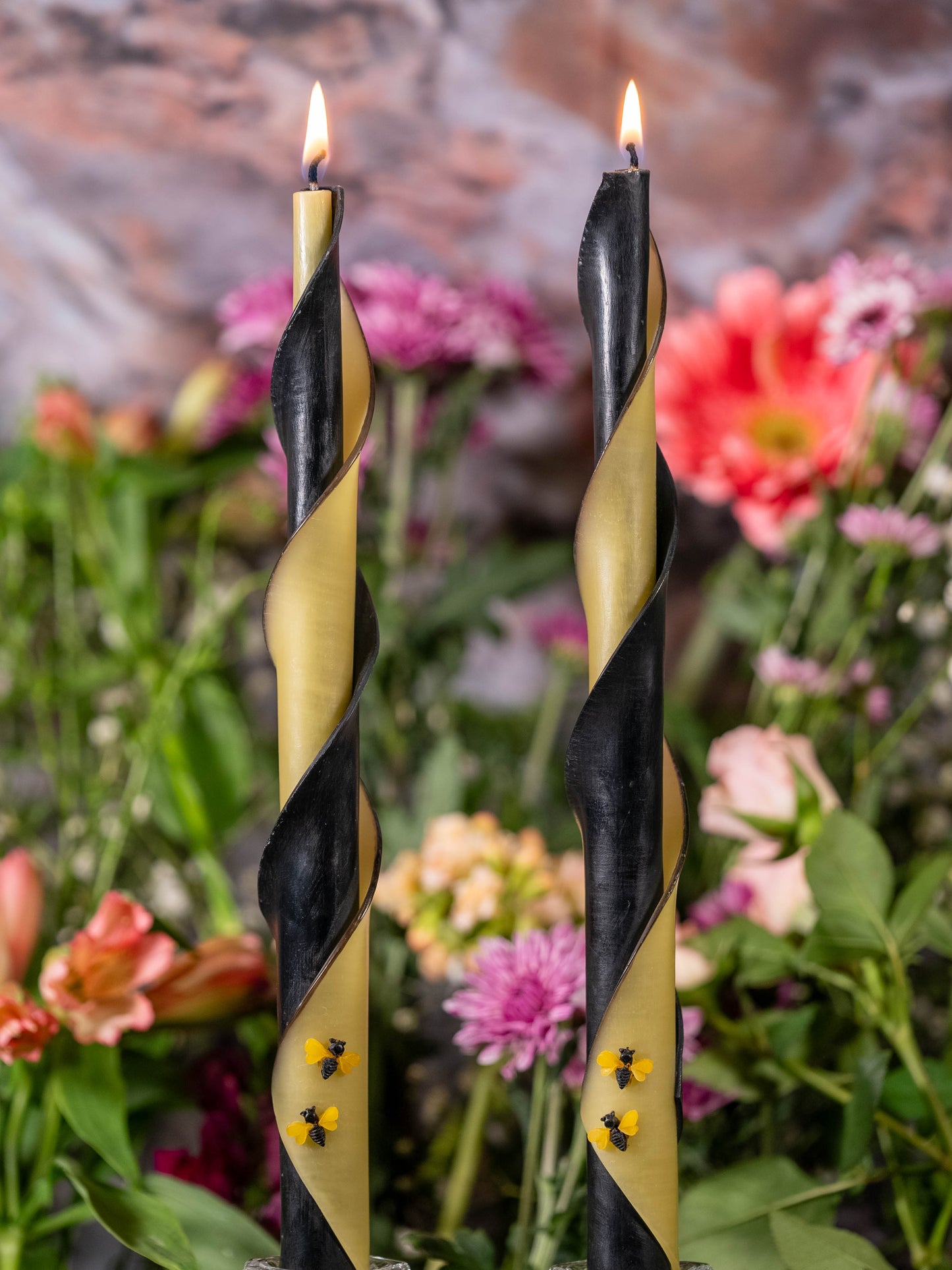 Honey Bee Double Spiral Beeswax Candles