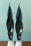 Black Night Moon Silhouette Beeswax Candles