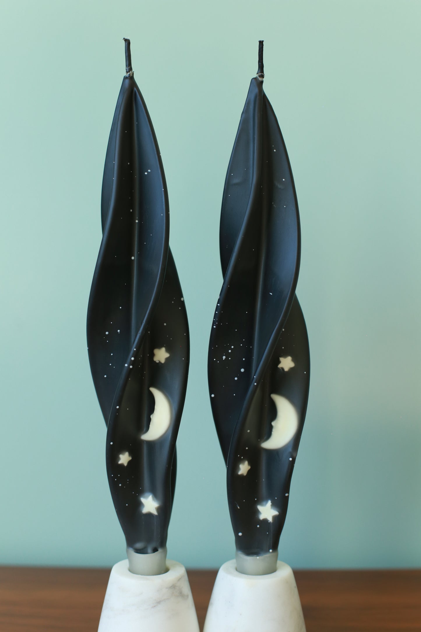 Black Night Moon Silhouette Beeswax Candles