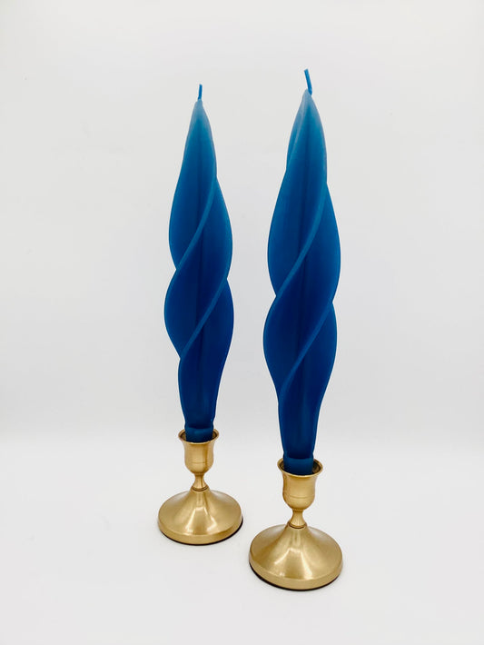 Blue Silhouette Beeswax Candles