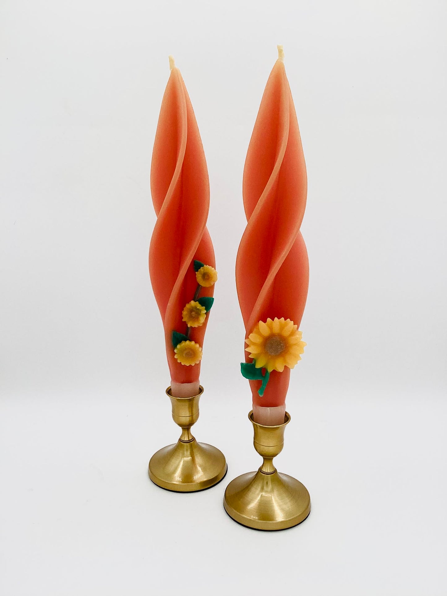 Orange Sunflower Silhouette Beeswax Candles