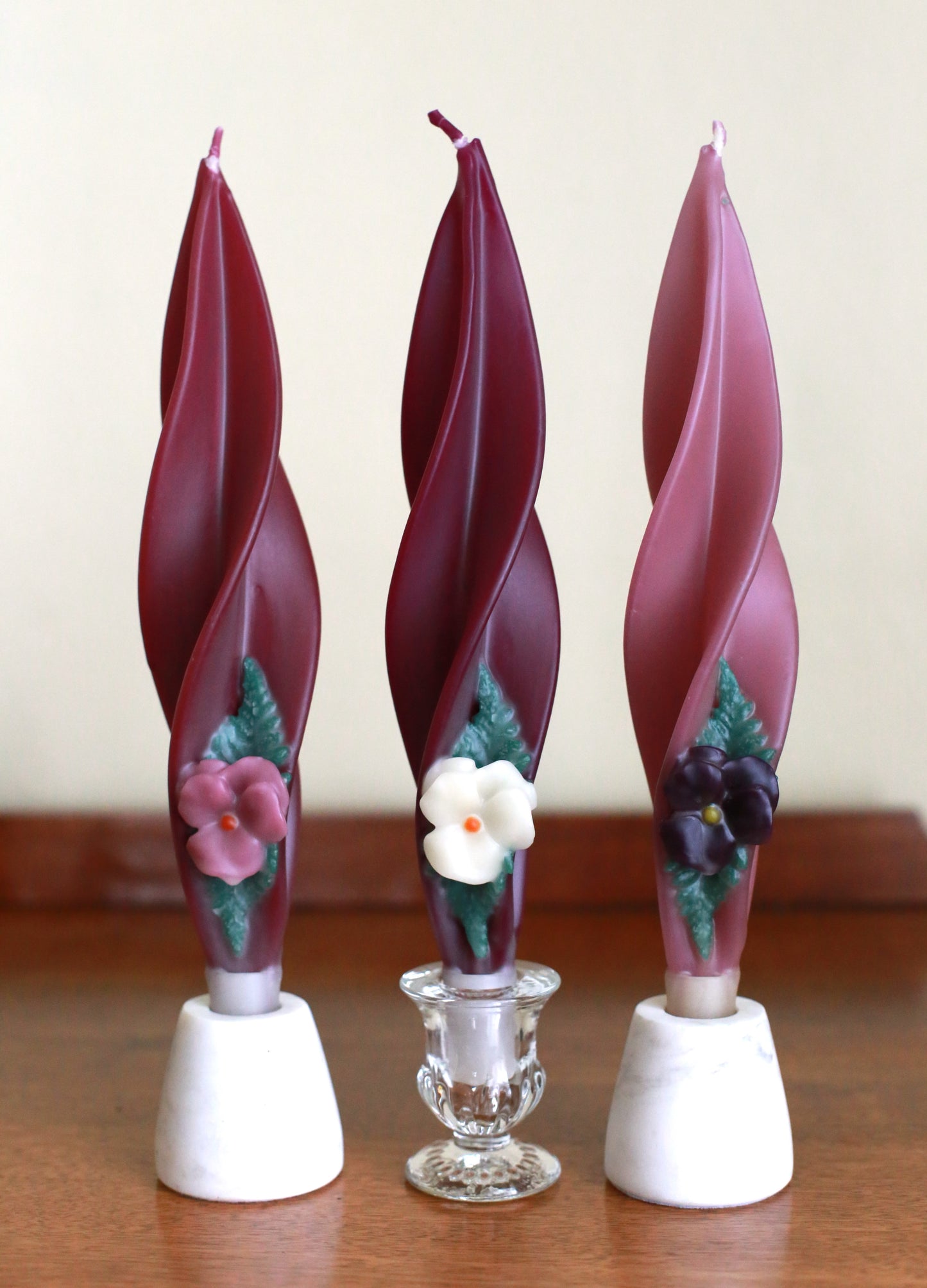 Pansy 3-Pack Silhouette Beeswax Candles