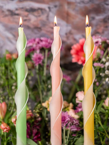 Pastel 3-Pack Double Spiral Beeswax Candles