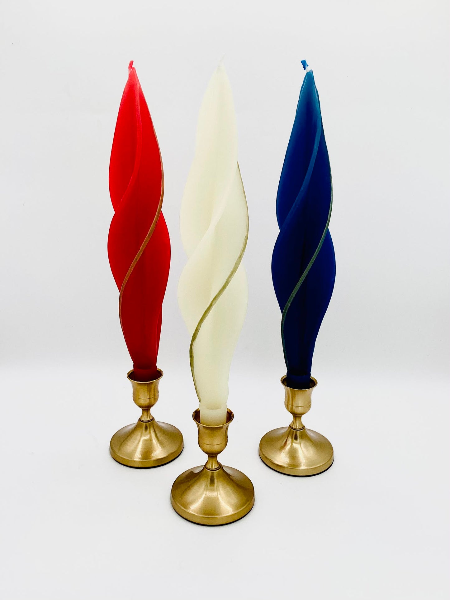 3-Pack (Red, White, Blue) Gold Edges Beeswax Candles