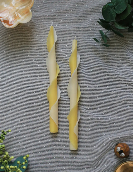 White and Yellow Ruffle Double Spiral