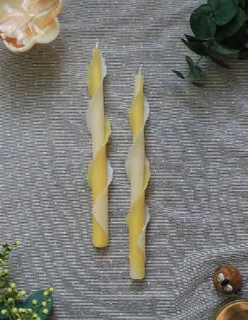 White and Yellow Ruffle Double Spiral