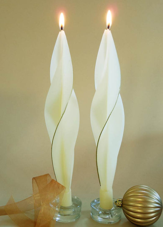 Gold Edge Ivory Silhouette Beeswax Candles