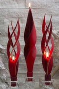 Red and Burgundy Beeswax Taper Candles with Gold Edge