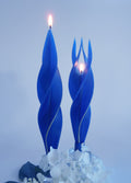 Royal Blue Gold Edge Twisted Silhouette Beeswax Candles