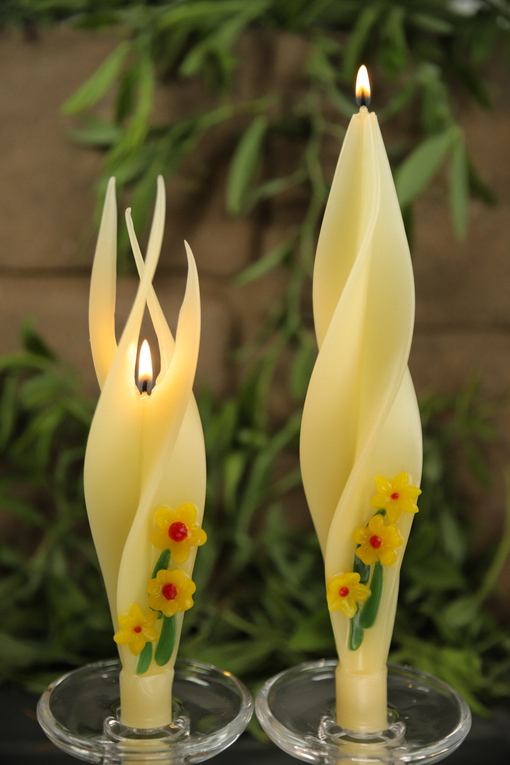 Yellow Fun Flowers Silhouette Beeswax Candles