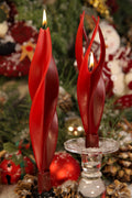 Red & Burgundy Silhouette Beeswax Candles (No Gold Edge)
