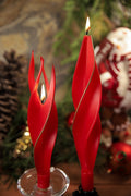 Red with Gold Edge Silhouette Beeswax Candles