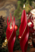Burgundy with Gold Edge Silhouette Beeswax Candles