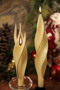 Ivory with Gold Edge Silhouette Beeswax Candles