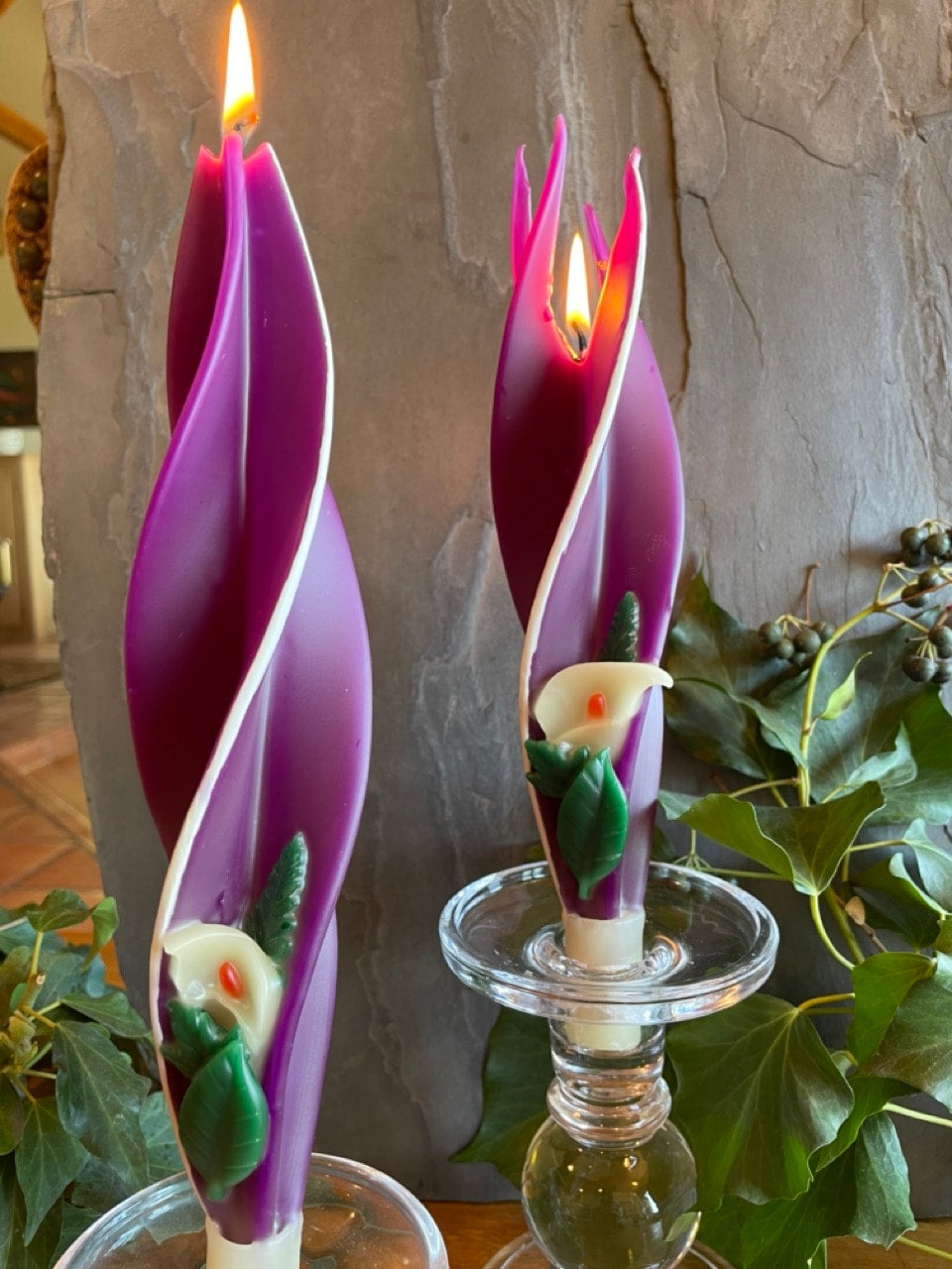 Easter Calla Lily with White Edge on Purple Silhouettes