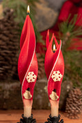 Red Snowflake Silhouette Beeswax Candles