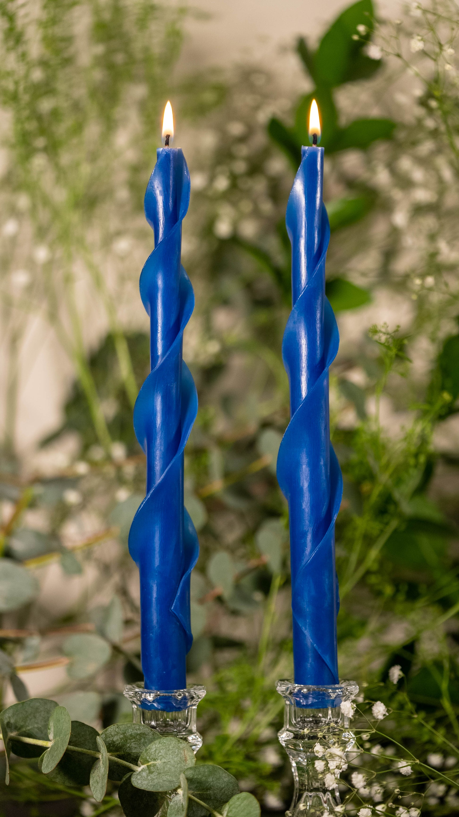 Double Spiral Beeswax Candles - Blue