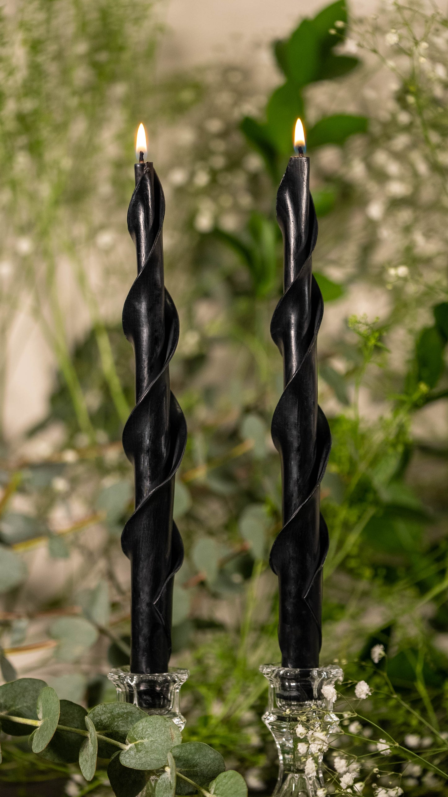 Double Spiral Beeswax Candles - Black