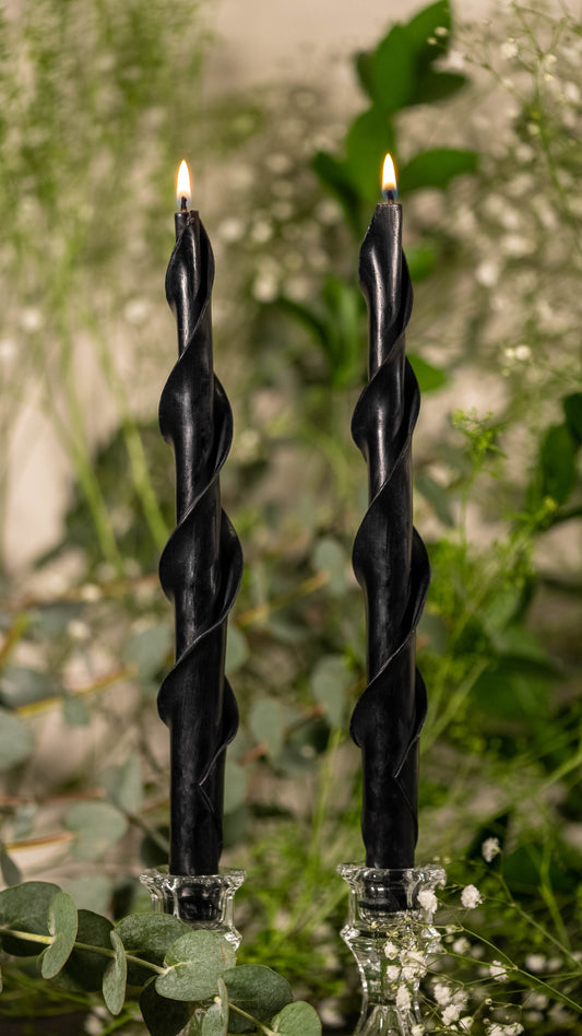 Double Spiral Beeswax Candles - Black