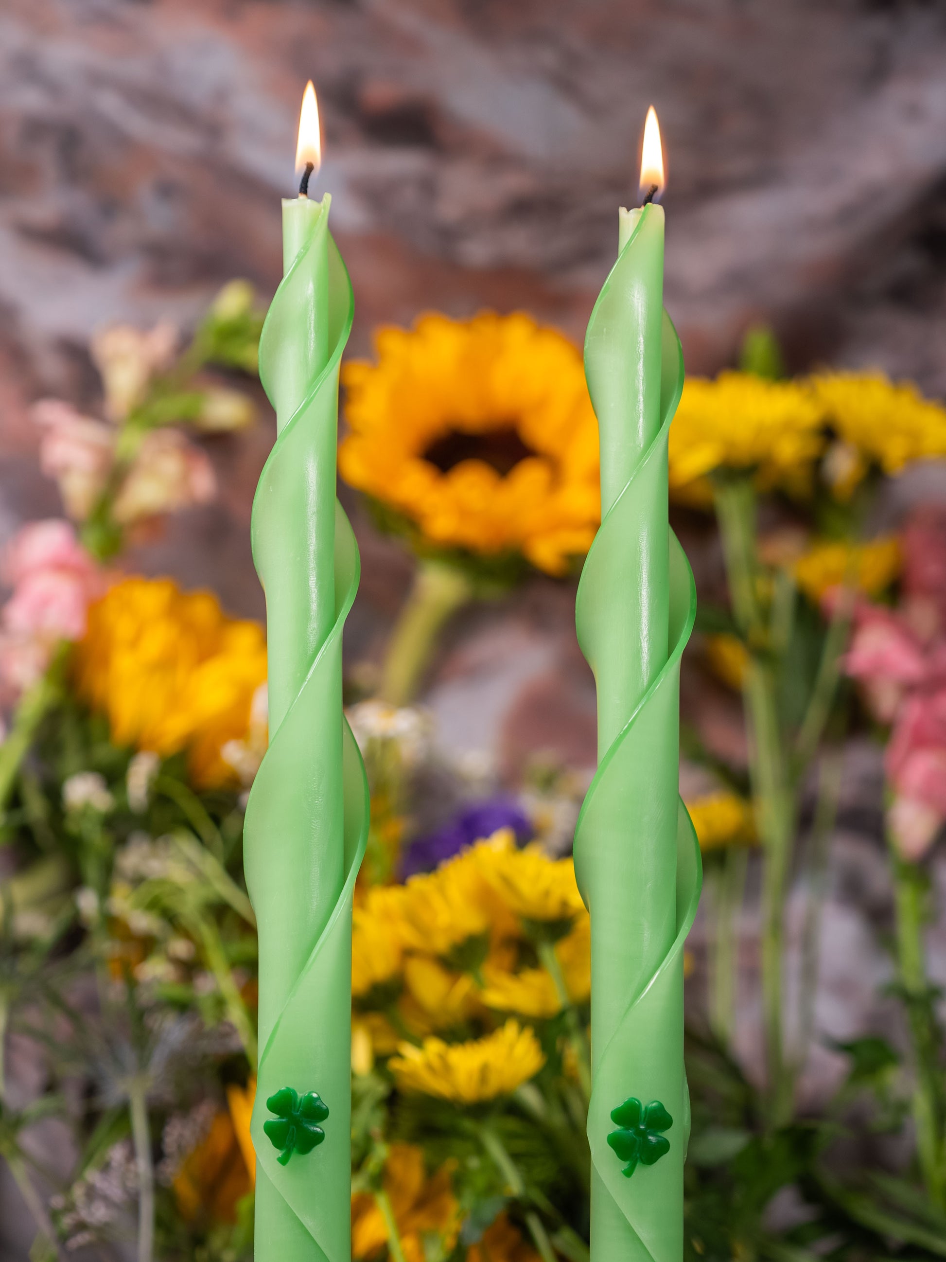 Shamrock Double Spiral Beeswax Candles